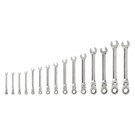 TEKTON Flex Head 12-Point Ratcheting Combination Wrench Set, 15-Piece 1/4-1 in. WRC95001